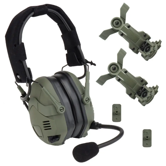 Тактичні активні навушники Wosport HD-16 Гарнітура з шумопоглинанням + Bluetooth (Оливковий) Вінниця - фото 1