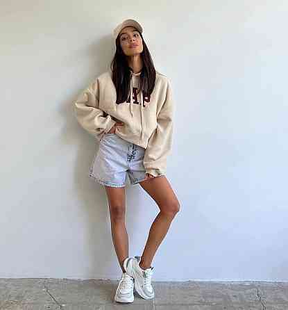 Женская утепленная укороченная худи кенгуру турецкая трехнить на флисе Одесса