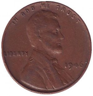 Линкольн. Монета 1 цент. 1946,42,39,41 год (P), США. (Д) Полтава - изображение 1