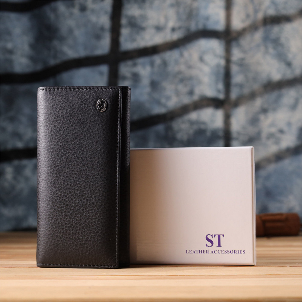 Женский вертикальный кошелек из натуральной кожи ST Leather 23084 Черный Киев - изображение 1