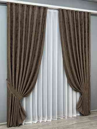 Комплект готових штор VR-Textil Жакард Sultan XO № 1557ш Коричневий 150х290 см 2 шт (33-1268) Київ