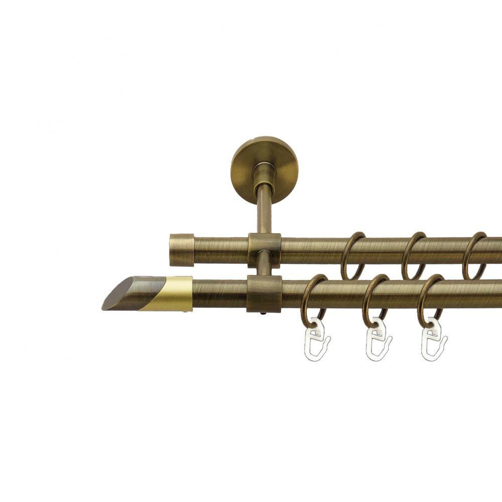 Карниз Orvit Луна металевий дворядний закритий гладка труба кільце металеве Антик 16\16 мм 240 см (7329425) Львів - фото 1