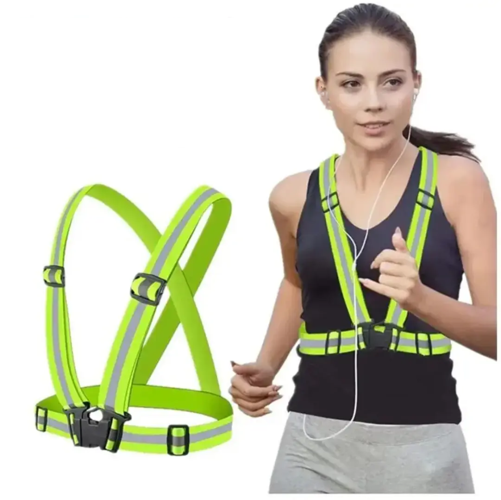 Светоотражающий регулируемый ремень для детей и взрослых с 145 до 200 см салатовый Киев - изображение 1