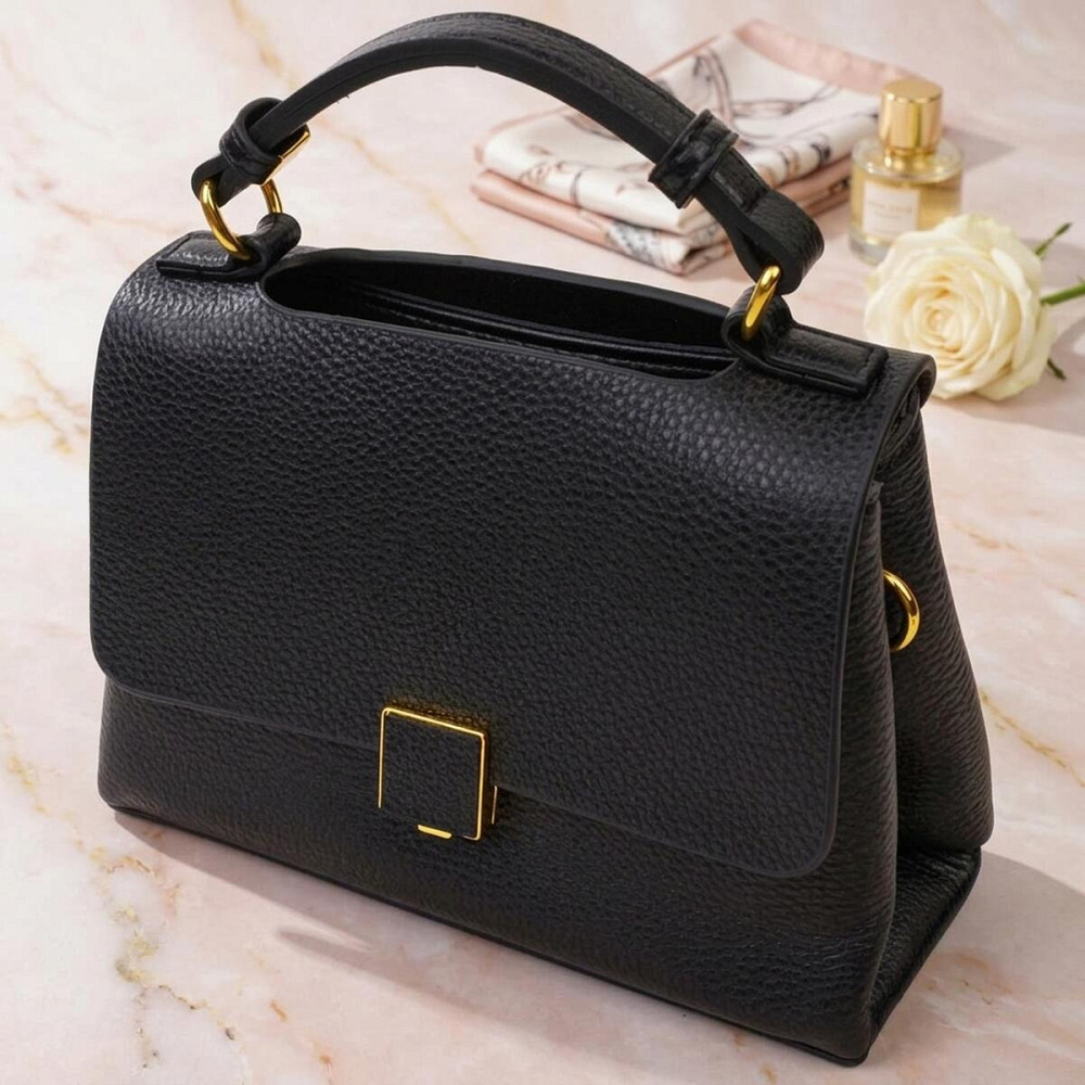 Жіноча стильна сумка з натуральної шкіри 22074 Vintage Чорна Київ - фото 11