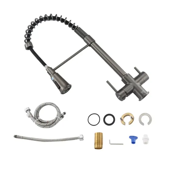 Змішувач для кухні з підключенням до фільтру GAPPO G4398-69 гнучкий вилив, графіт Київ