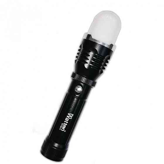 Фонарик аккумуляторный алюминиевый тактический WATTON WT-282 с дальностью 200-250 метров, с автозарядкой Каменец-Подольский