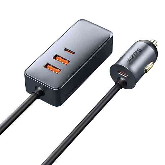 Автомобільний зарядний пристрій Baseus Share Together PPS multi-port Fast charging with extension cord 120W 2U+2C Gray CCBT-A0G Одеса