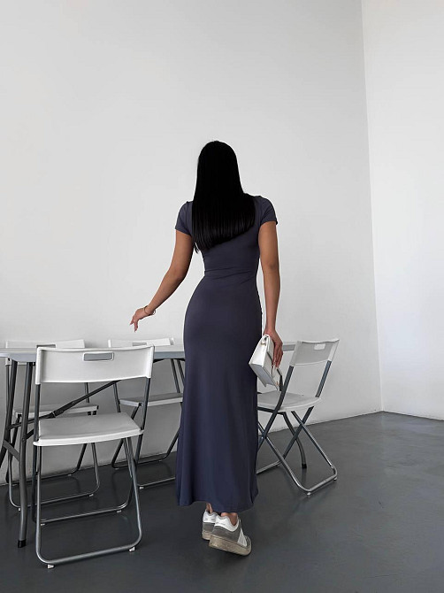 Женское стильное элегантное длинное платье из качественной вискозы Графит, 42/44 Одесса - изображение 5