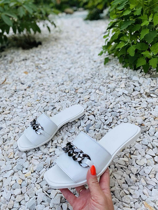 LaDi Шльопанці жіночі LaDi Цепи білі (літо, шкіра натуральна) (4592) Коломыя - изображение 2