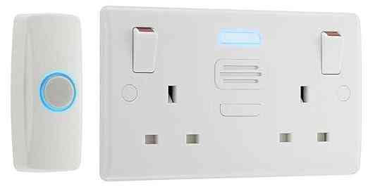 Бездротовий дверний дзвінок BG Electrical 822BELL IP44 з кнопкою, 6 мелодій, 100 м, LED-індикатор, подвійна розетка Київ