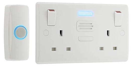 Бездротовий дверний дзвінок BG Electrical 822BELL IP44 з кнопкою, 6 мелодій, 100 м, LED-індикатор, подвійна розетка Київ - фото 1