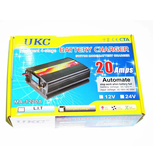 Зарядний пристрій для акумуляторів UKC MA-1220A 12 V 20 A (для олив'яно-кислотних АКБ) + LCD імпульсний Чорний Київ - фото 9