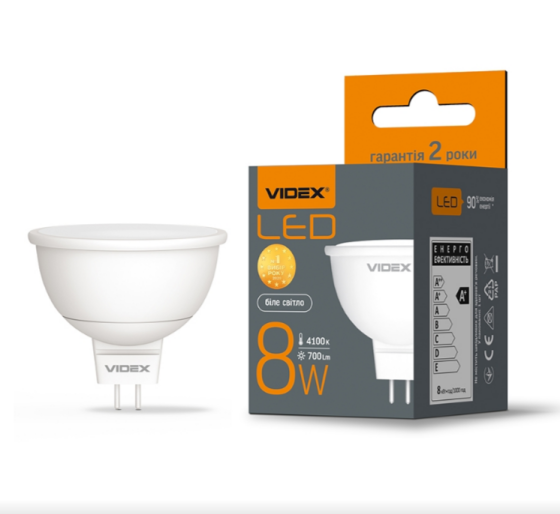 Лампа MR16e 8W GU5.3 4100К 220V LED Videx Житомир