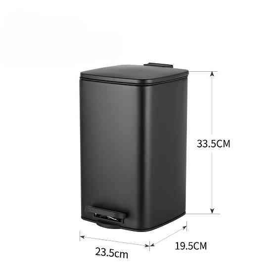 Відро для сміття з плавним закриттям квадратне Zerix Kubix-TC0108 Black 8 л колір чорний (ZX5892) Київ