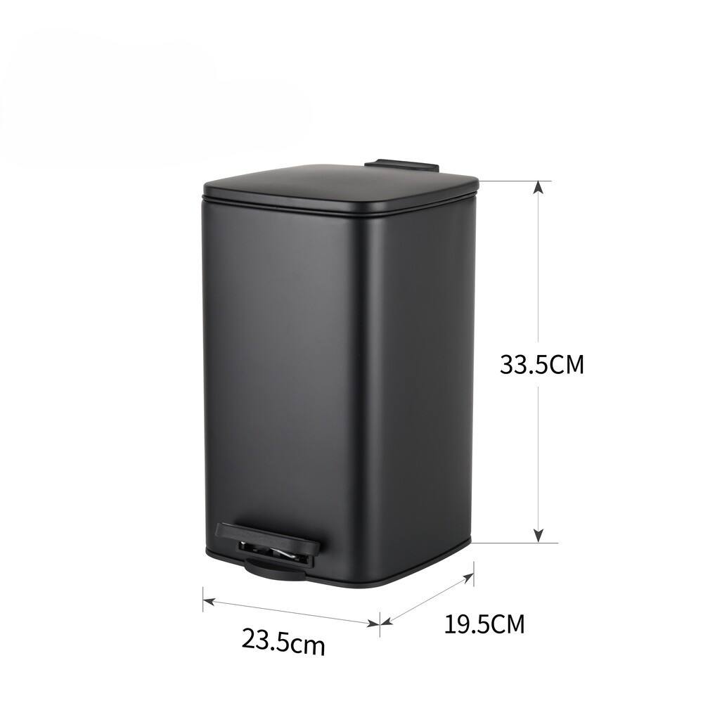 Відро для сміття з плавним закриттям квадратне Zerix Kubix-TC0108 Black 8 л колір чорний (ZX5892) Київ - фото 6