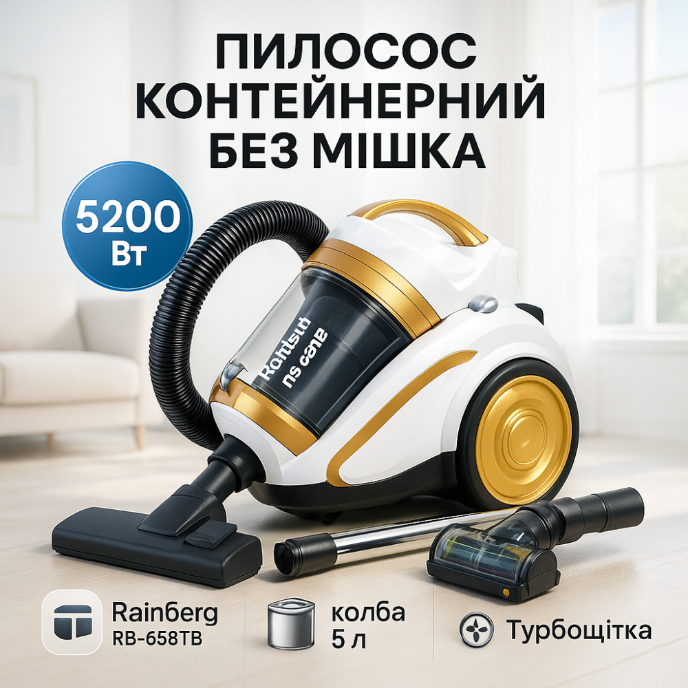 Колбовый пылесос безмешковый циклонного типа Rainberg, Вакуумный пылесос с контейнером для мусора ZL-33 Львов - изображение 18