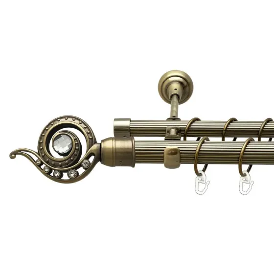 Карниз Orvit Око Дракона металевий дворядний відкритий рифлена труба кільце металеве Антик 25\19 мм 200 см Львов