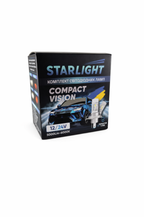 Комплект светодиодных ламп StarLight Compact Vision H3 Pk22s 6000K 12/24V (пассивное охлаждение) Харьков