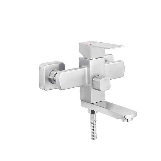 Змішувач для ванни з душовим гарнітуром Kroner KRP Edelstahl Kubus - ESG060 сатин Київ