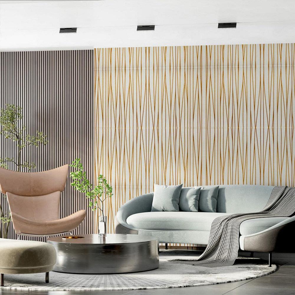 Самоклеящаяся 3D панель 700х700х5мм Золотые ленты (440) SW-00001184 Киев - изображение 5