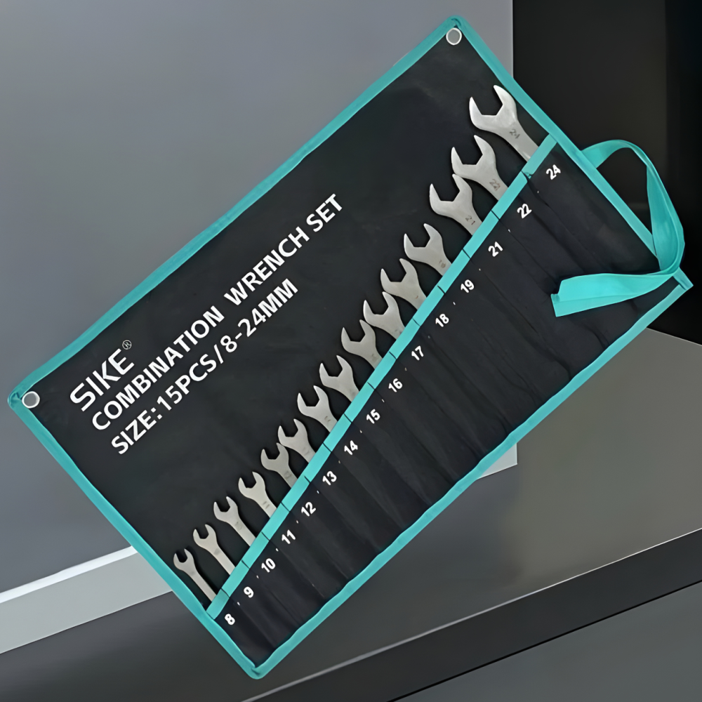 Набір рожково-накидних комбінованих ключів 15 шт, 8-24 мм, гайкові для ремонту, автомайстерень, гаража і будинку з чохлом Кам'янець-Подільський - фото 6