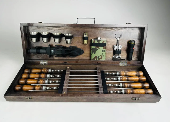 Набори шампурів, Набір шампурів у кейсі "Мілітарі" Шампури, вертіла Тернопіль