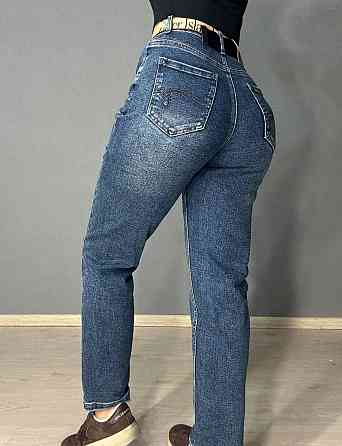 Джинсы женские Dragon 8192 Mom jeans с ремнем синие, синий, З2, 32, 86 см, 114 см Киев