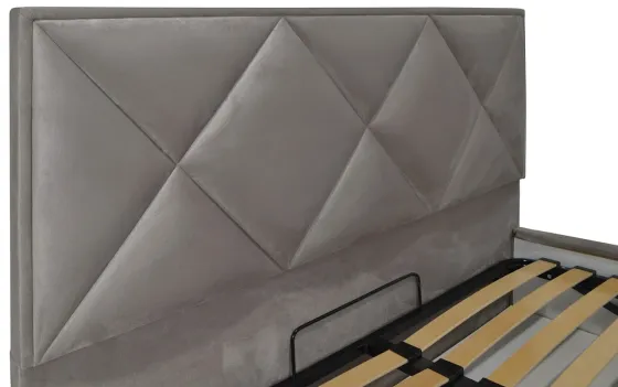 Ліжко Двоспальне Leeds VIP 160 х 200 см Missoni 008 З додатковою металевою цільнозварною рамою Сірий Київ