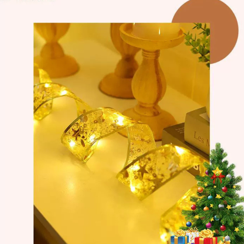 Светодиодная Гирлянда Золотая лента 1м 10 лампочек для декора, рождественских инсталляций Одесса - изображение 5