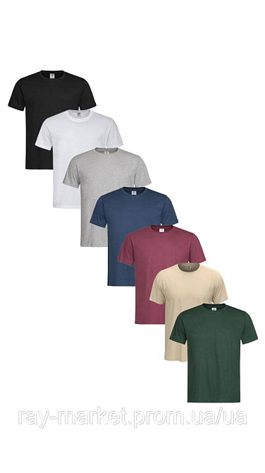 Набір футболок 7шт Stedman чоловічий чорний /білий/ сірий меланж /темно-синій/ бордовий/ бежевий/ темно-зелений ST2000-7PACK1 XXL Київ - фото 1
