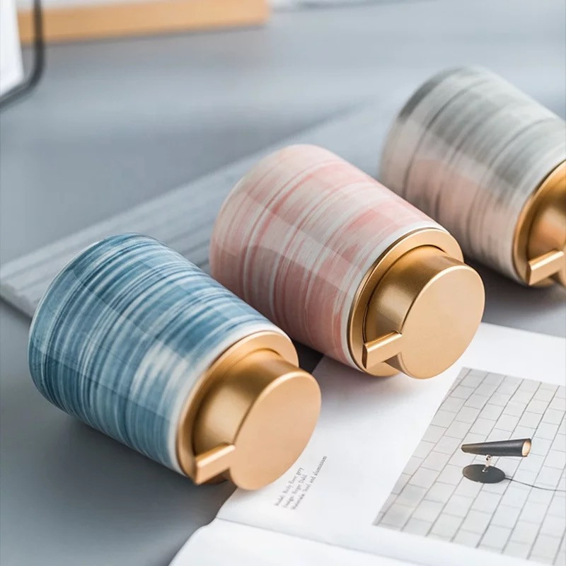 Дозатор керамический для жидкого мыла, моющих средств Bathlux 400 мл, для ванной и кухни Синий Каменец-Подольский - изображение 4