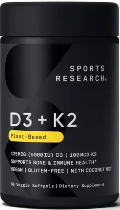 Витамин Д3 К2 Sports Research Vegan D3 5000iu + Vitamin K2 100mcg  60 раст капс Киев - изображение 1