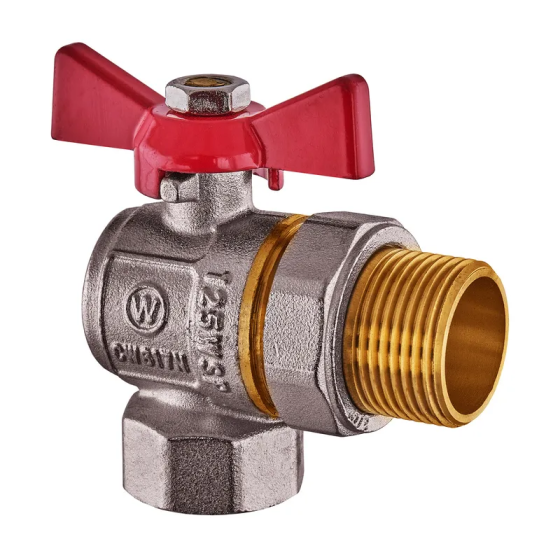 Кран з американкою кутовий, Waterpro WP400-20FMW-L - 3/4" ручка "метелик" червона (WP2896) Київ