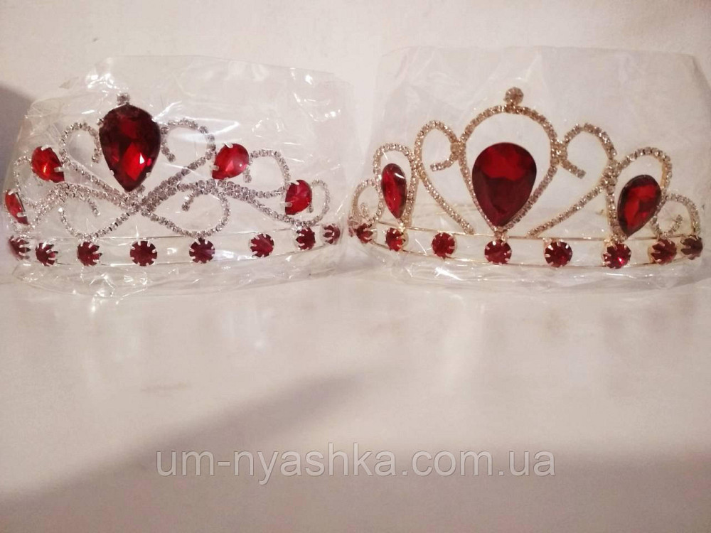 Диадема на обруче Корона золотая с красными камнями Кривой Рог - изображение 2
