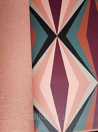 Шпалери вінілові на флізелін Petite Fleur 4 Rasch Texti 288697 на синьому тлі червоні птиці бірюзові квіти Київ