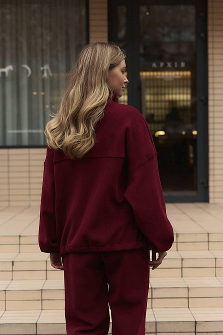 Жіночий теплий прогулянковий костюм-двійка двосторонній поліс фліс Бордо Одеса - фото 7