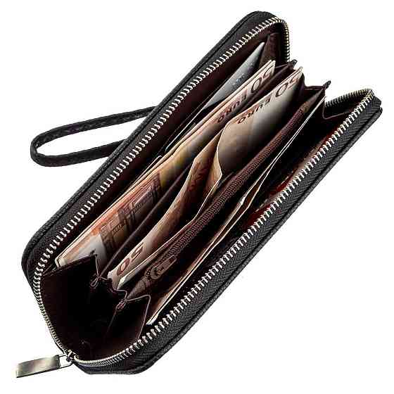 Гаманець жіночий на одну блискавку з екокожі флотар Чорний (KIVI) Київ