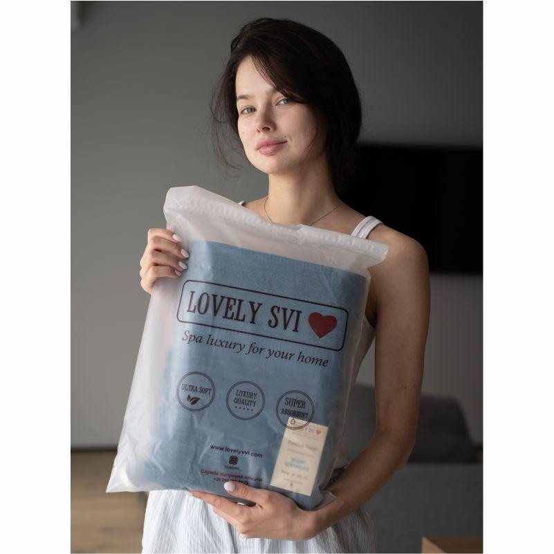 Полотенце банное Lovely Svi хлопок жаккардовое в подарочном пакете - 70 х 140 см Diamond Grid Синий Киев - изображение 2