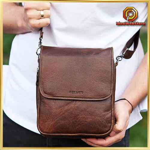 Чоловічі шкіряні сумки з натуральної шкіри коричневий месенджер Tiding Bag Київ