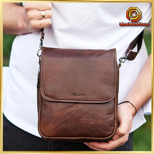 Чоловічі шкіряні сумки з натуральної шкіри коричневий месенджер Tiding Bag Київ - фото 1
