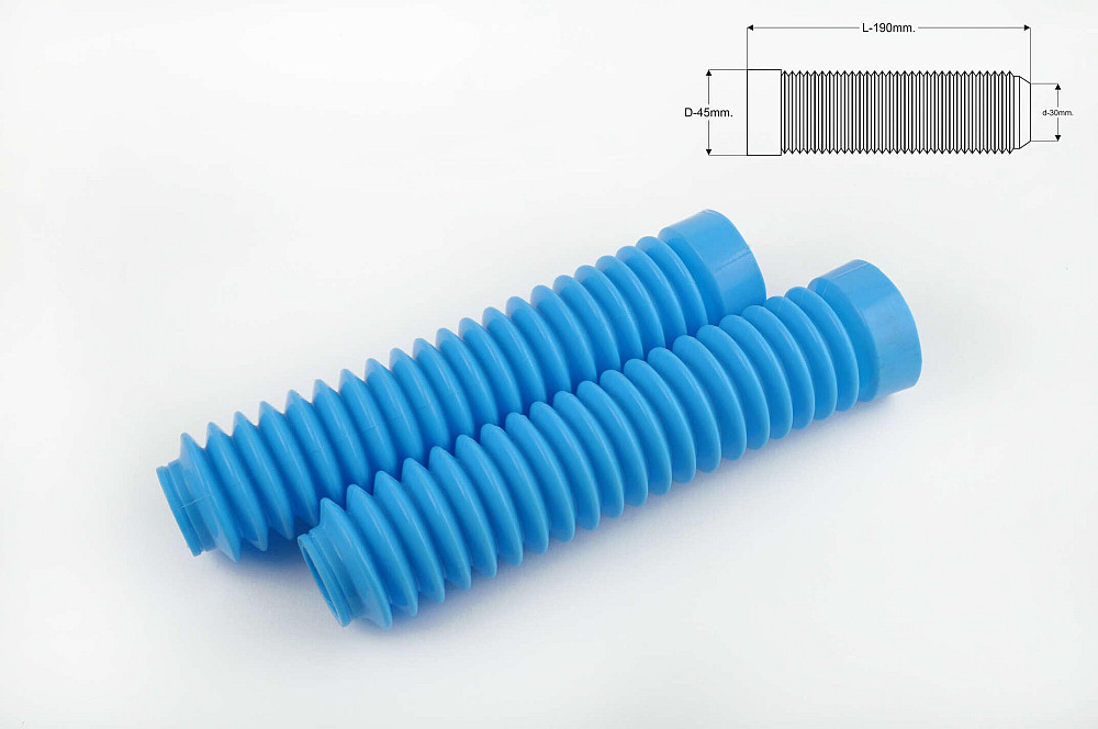 Гофри передньої вилки (пара) універсальні L-190mm, d-30mm, D-45mm (блакитні) MZK Київ - фото 1