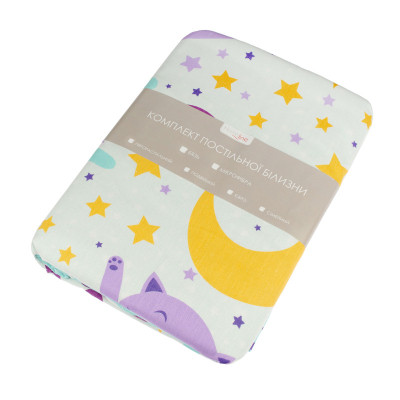 Постільна білизна Home Line Коти та зорі бірюзовий, бязь, полуторний (162243) Вінниця - фото 3