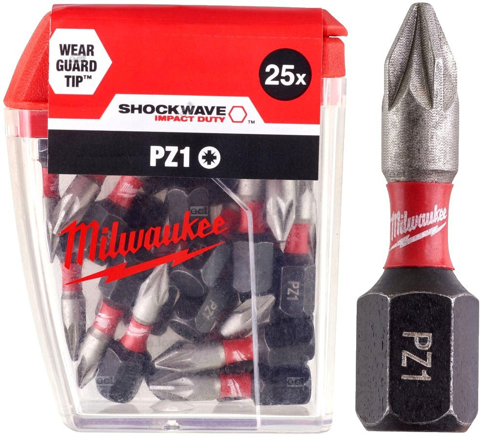 Біта SHOCKWAVE MILWAUKEE, PZ1, 25мм, (25шт) пластикова коробка Одеса - фото 1