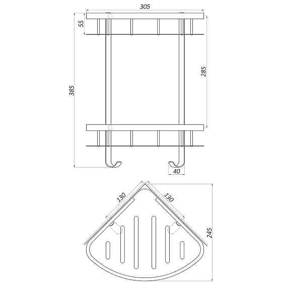 Полка подвійна кутова Globus Lux BS8422 (000021392) Київ