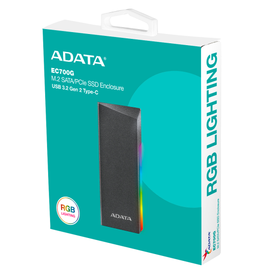 Внешний карман для накопителя A-DATA EC700G для SSD M.2 PCIe/SATA USB3.2 Gen2 Type-C Black Киев