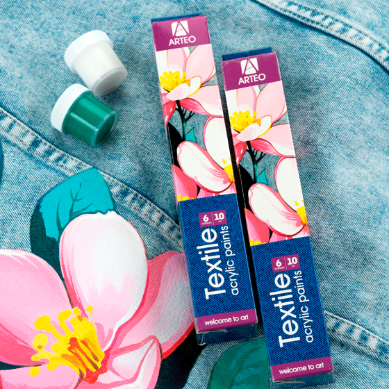 Набір акрилових фарб для розпису тканин Flowers 6×10мл Arteo Київ