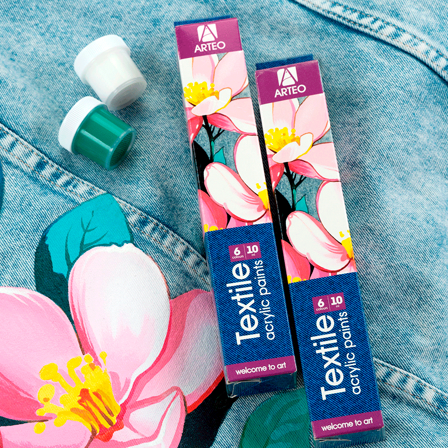 Набір акрилових фарб для розпису тканин Flowers 6×10мл Arteo Київ - фото 3