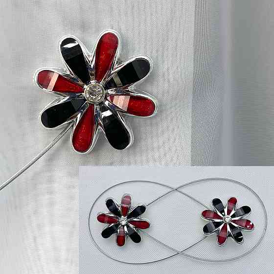 Магніти для штор та гардин "Квітка" набір 2 шт Червоний з чорним (81-253) Київ