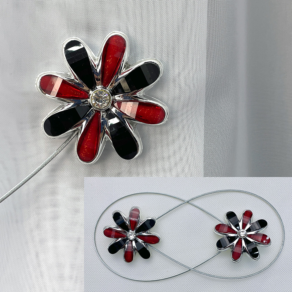 Магніти для штор та гардин "Квітка" набір 2 шт Червоний з чорним (81-253) Київ - фото 1