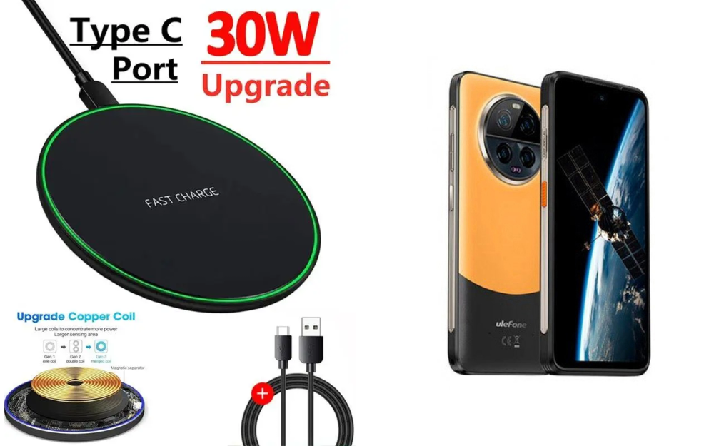 Бездротовий зарядний пристрій 30W для Ulefone Armor 26 Ultra, Armor 26 Ultra WT Київ - фото 1